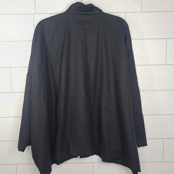 Eskandar Shirt Jacket Women's Suiting Wool Black Blouse Lagenlook Boxy Oversize - Picture 6 of 13